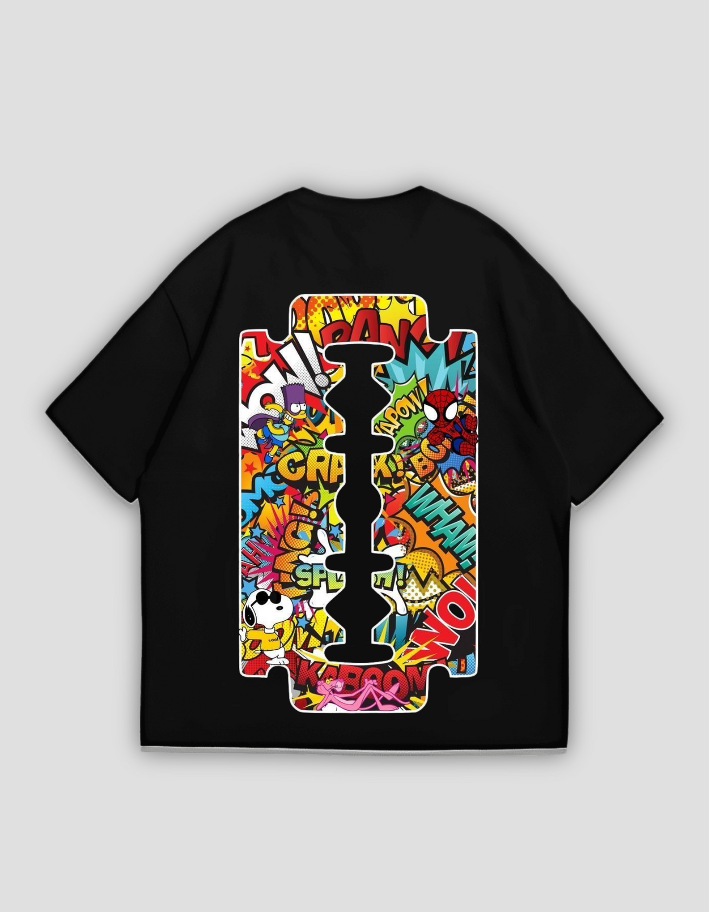 Black Anime Oversize Printed Tee