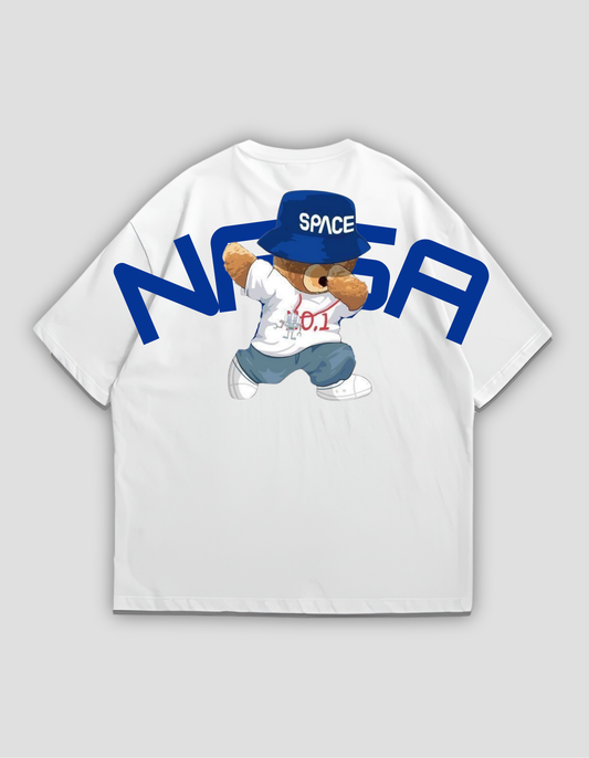 White Nasa Bear Oversize Tee